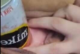 Stretching pussy with can